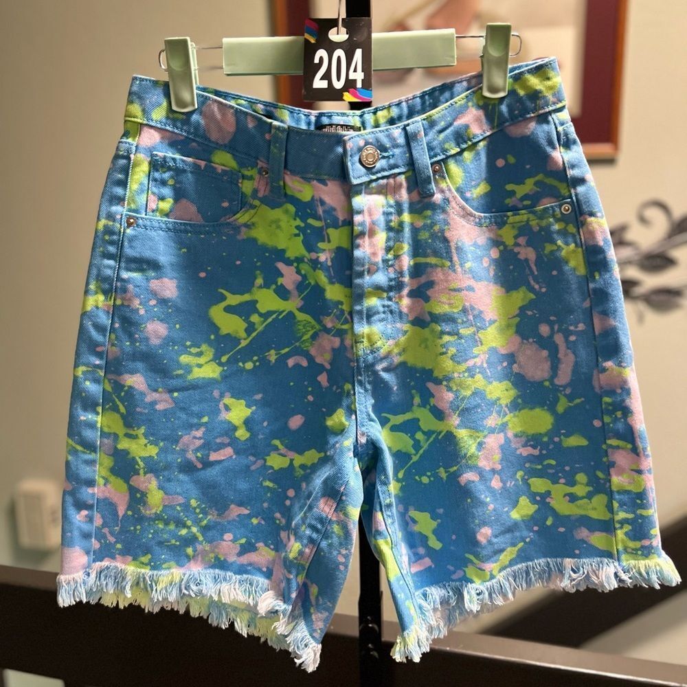 Wild Fable Blue and Pink Paint-Splatter Jean Shorts NWOT #DO204
